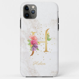 Bloemmonogram Naam Initiaal H Letter Personalisere Case-Mate iPhone Case