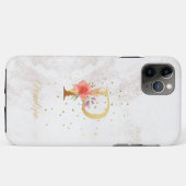 Bloemmonogram Naam Initiaal P Letter Personalisere Case-Mate iPhone Case (Achterkant (horizontaal))