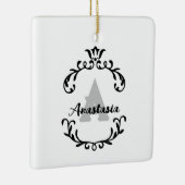 bloemmonogram & naam keramisch ornament (Rechts)