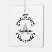 bloemmonogram & naam keramisch ornament (Links)