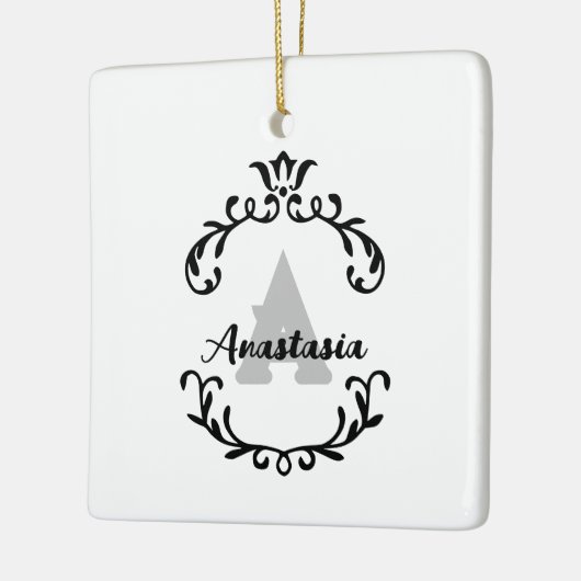  bloemmonogram & naam keramisch ornament (Links)