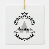 bloemmonogram & naam keramisch ornament (Achterkant)