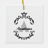  bloemmonogram & naam keramisch ornament (Voorkant)