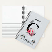 Bloemmonogram Notitieboek – gepersonaliseerd Initi (Binnen)