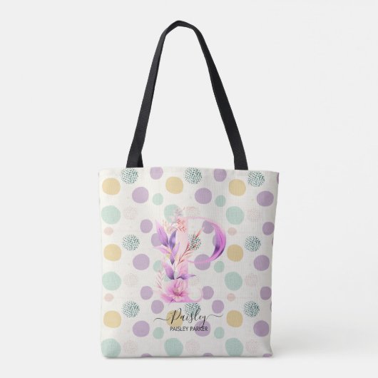 Bloemmonogram - Paisley's Bloom-ontwerp P Tote Bag (Achterkant)