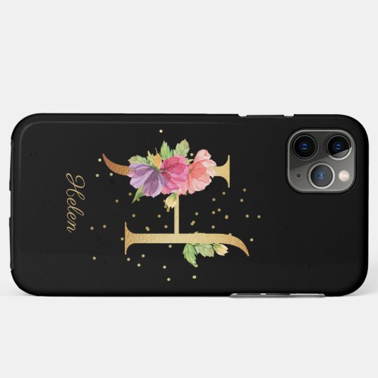 Bloemmonogram Personaliseer Naam Initiaal H Letter Case-Mate iPhone Case (Achterkant (horizontaal))