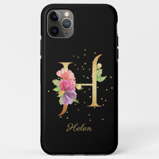 Bloemmonogram Personaliseer Naam Initiaal H Letter Case-Mate iPhone Case