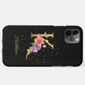 Bloemmonogram Personaliseer Naam Initiaal K Letter Case-Mate iPhone Case (Achterkant (horizontaal))