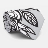 Bloemmonogram "R" Zwart-wit Tattoo Bloemen Stropdas (Opgerold)