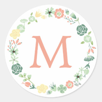 BLOEMMONOGRAM RONDE STICKER