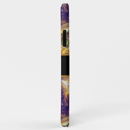 Bloemmonogram Schattigee Kat - Royal Paarse Case-Mate iPhone Case (Achterkant/rechts)