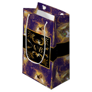 Bloemmonogram Schattigee Kat - Royal Paarse Klein Cadeauzakje