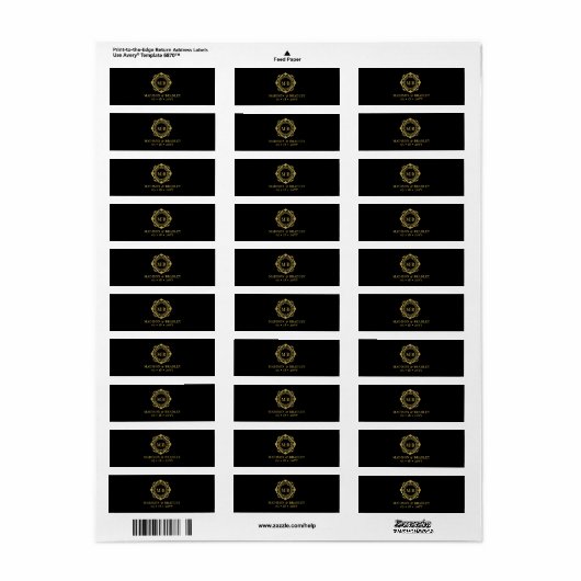  Bloemmonogram Trouwsigaar Band Label (Full Sheet)