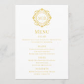 Bloemmonogram Wedding Menu Goud (Voorkant)