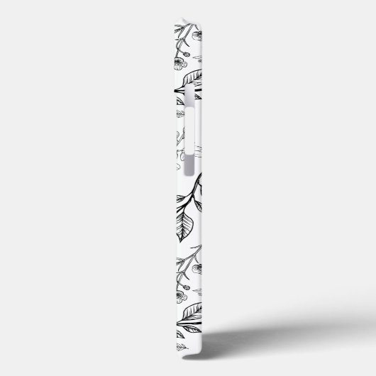 Bloemmonogram zwart wit Case-Mate iPhone case (Achterkant / Links)