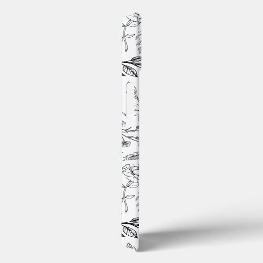 Bloemmonogram zwart wit Case-Mate iPhone case (Achterkant / Rechts)