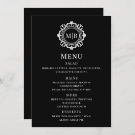  Bloemmonogram Zwart Wit Trouwmenu Menu