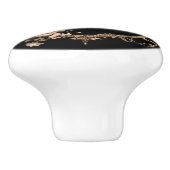  Bloemmonogram Zwarte Keramische Knop (Zijkant)