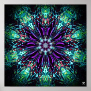 Bloemmonsters schild v1 - patroonpareidolia poster