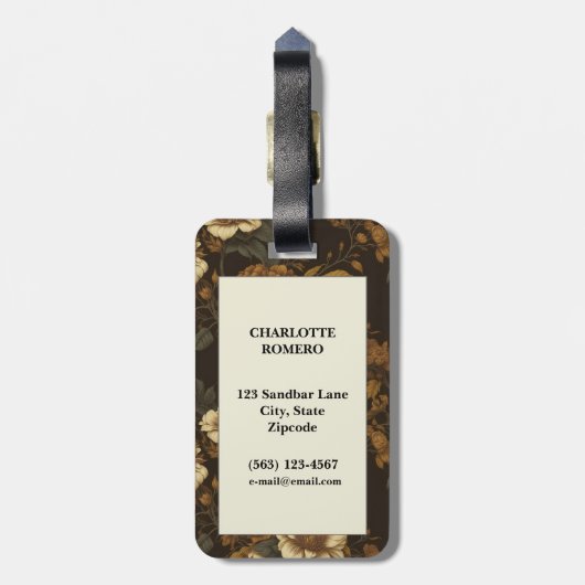 bloemmotief (4) bagagelabel (Achterkant verticaal)
