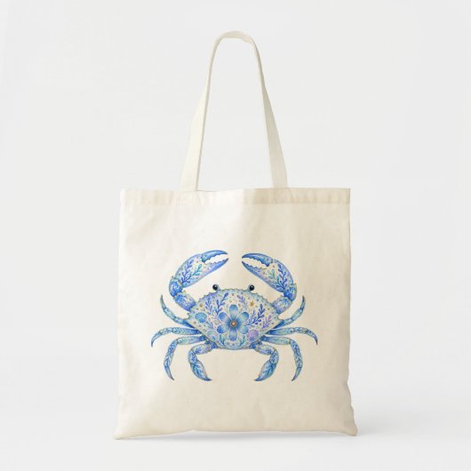 Bloemmotief Aardewerk Krab Tote Bag (Voorkant)