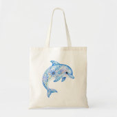 Bloemmotief aardewerk kunst dolfijn tote bag (Voorkant)