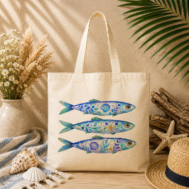 Bloemmotief Aardewerk Kunst Vis Tote Bag