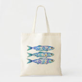Bloemmotief Aardewerk Kunst Vis Tote Bag (Voorkant)