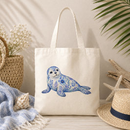 Bloemmotief Aardewerk Kunst Zeehond Tote Bag