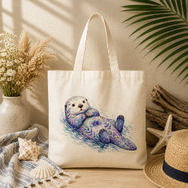 Bloemmotief Aardewerk Zeeotter Tote Bag