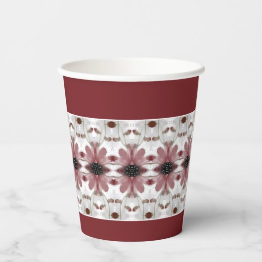 Bloemmotief accent papieren bekers (Achterkant)