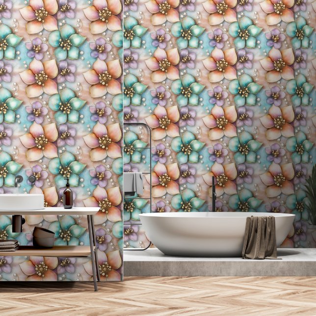 Bloemmotief Behang (Badkamer)