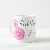 Bloemmotief Beste leraar ooit Koffiemok (Voorkant links)