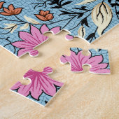 bloemmotief, blauwe achtergrond. legpuzzel (Zijkant)