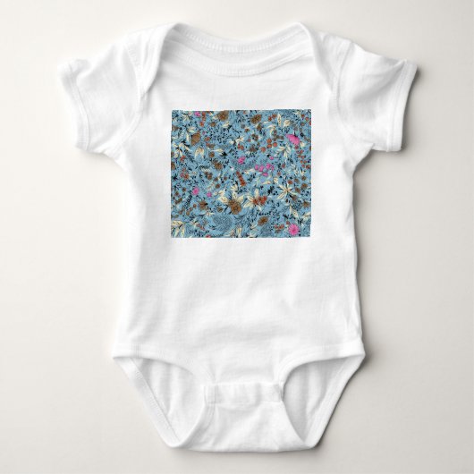 bloemmotief, blauwe achtergrond. romper (Voorkant)