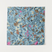 bloemmotief, blauwe achtergrond. wandkleed (Voorkant (horizontaal))