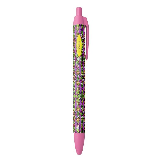 Bloemmotief Blauwe Inkt Pen (Achterkant (Verticaal))