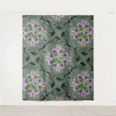 Bloemmotief Bloemen Bladgroen Paarse Wandkleed (Voorkant)