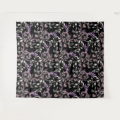 Bloemmotief Bloemen Paarse zwarte achtergrond Wandkleed (Voorkant (horizontaal))