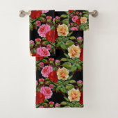 Bloemmotief Bloemen Rozen Rood Roze Geel Groen Bad Handdoek (Insitu)
