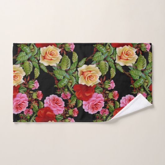 Bloemmotief Bloemen Rozen Rood Roze Geel Groen Bad Handdoek (Handdoek)