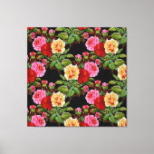 Bloemmotief Bloemen Rozen Rood Roze Geel Groen Canvas Afdruk (Voorkant)