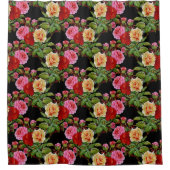 Bloemmotief Bloemen Rozen Rood Roze Geel Groen Douchegordijn (Voorkant)