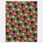 Bloemmotief Bloemen Rozen Rood Roze Geel Groen Fleece Deken (Voorkant)