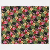 Bloemmotief Bloemen Rozen Rood Roze Geel Groen Fleece Deken (Voorkant (Horizontaal))