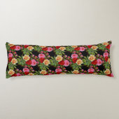 Bloemmotief Bloemen Rozen Rood Roze Geel Groen Lichaamskussen (Achterkant)