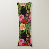 Bloemmotief Bloemen Rozen Rood Roze Geel Groen Lichaamskussen (Voorkant Verticaal)
