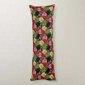 Bloemmotief Bloemen Rozen Rood Roze Geel Groen Lichaamskussen (Achterkant (Verticaal))