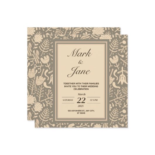 Bloemmotief bruiloft uitnodiging (Voorkant / Achterkant in situ)