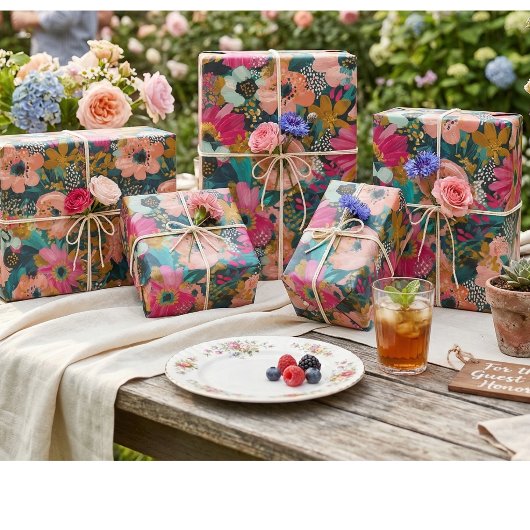 Bloemmotief   cadeaupapier